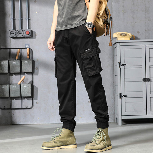 Herren Cargo-Joggerhose mit Tunnelzug, Multifachtaschen und geripptem Knöchelabschluss Drune