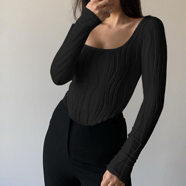 Damen Langarmshirt mit Wellenmuster Drune