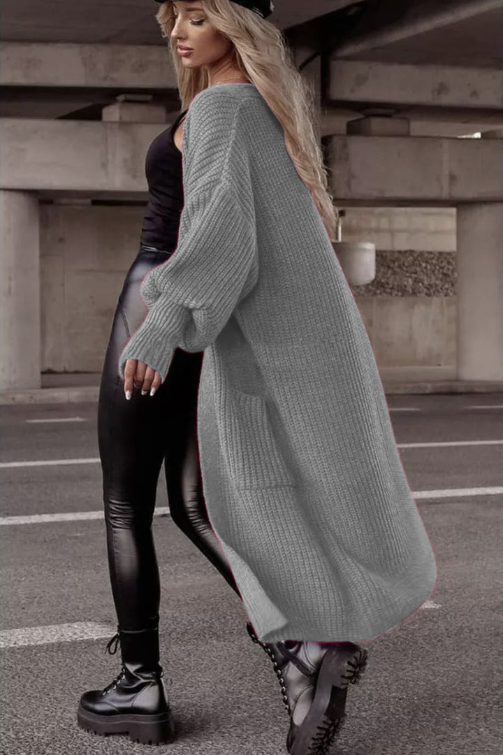 Damen Langer Strickcardigan mit tieferem Rückensaum und lässigem Schnitt Drune