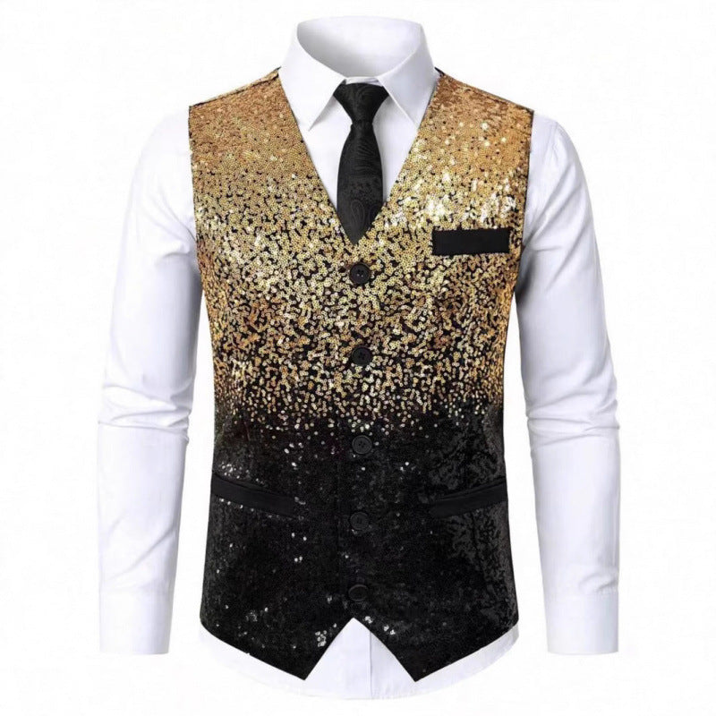Herren Glitzernde Festtagsweste mit schimmerndem Paillettenmuster Drune