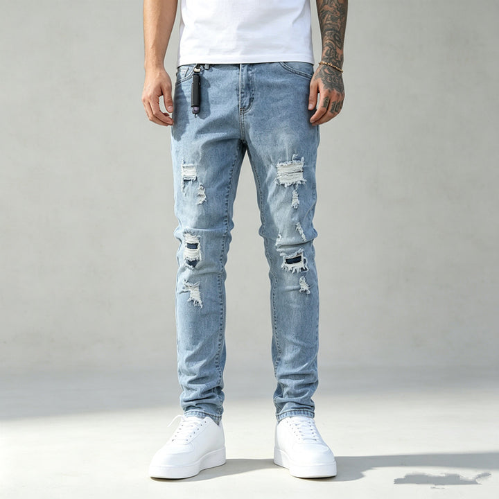 Herren Modische Ripped Denim Pants Drune
