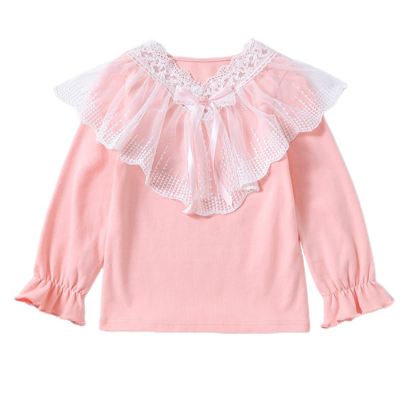 Mädchen Langarmshirt mit eleganter Spitzenverzierung Drune