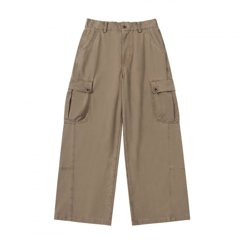 Damen Weite Cargo-Hose mit hohem Bund, großen Klappentaschen und Culotte-Silhouette Drune