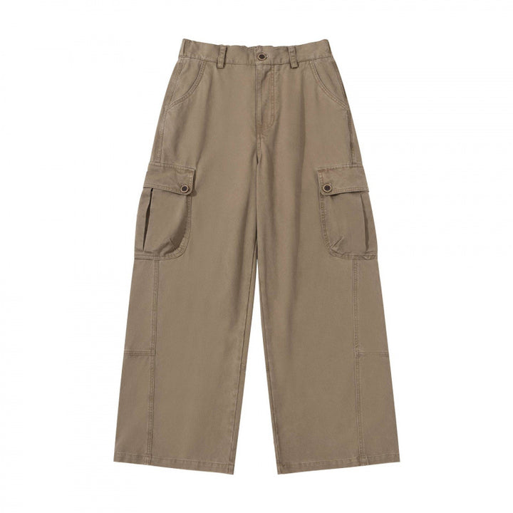 Damen Weite Cargo-Hose mit hohem Bund, großen Klappentaschen und Culotte-Silhouette Drune