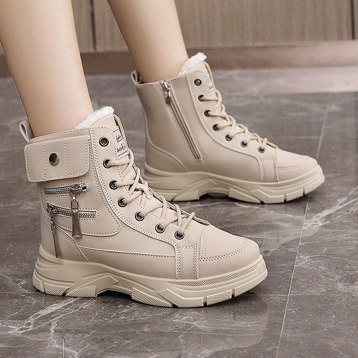 Damen High-Top Winterstiefel mit modischem Reißverschluss und dämpfender Sohle Drune