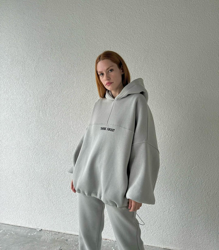 Damen bequemer Hoodie mit weitem Schnitt und praktischen Kängurutaschen Drune