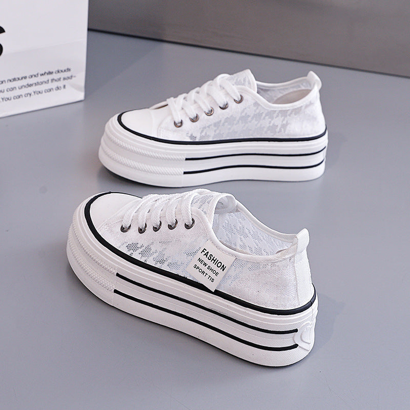 Damen Sneakers mit hohem Plateau und atmungsaktiver Oberseite Drune