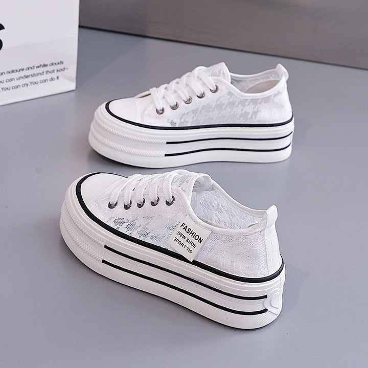 Damen Sneakers mit hohem Plateau und atmungsaktiver Oberseite Drune