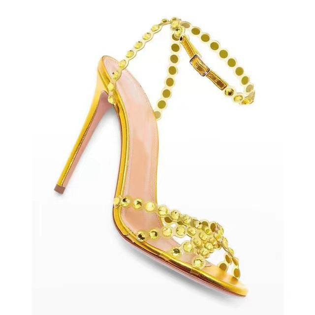 Damen atemberaubende High-Heel Knöchelriemen Sandalen mit dekorativen Perlenakzenten Drune