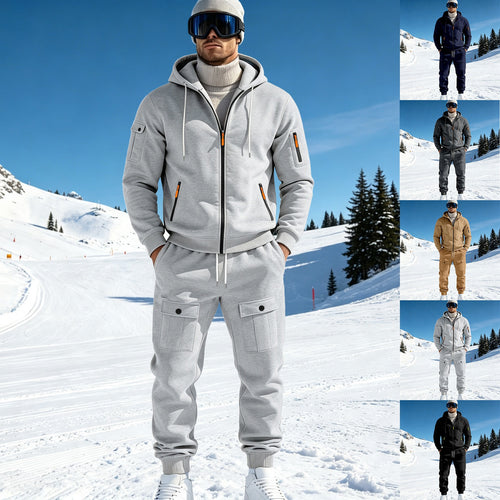 Herren Komfort-Fleece Hoodie mit Reißverschluss, Kapuze und Utility-Ärmeltasche Drune