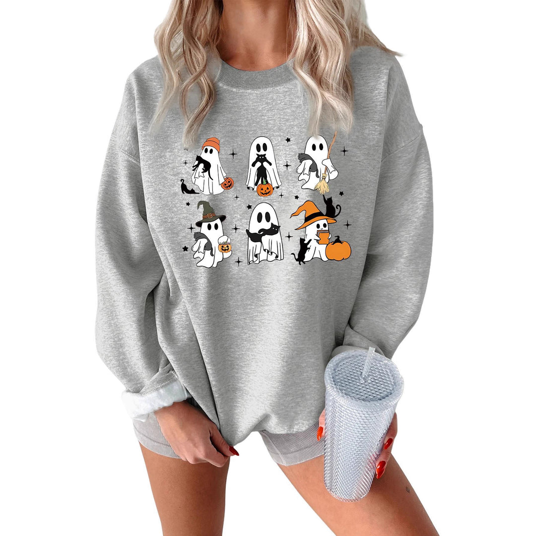 Damen Sweatshirt mit kreativem Gruselmotiv Drune