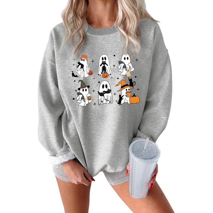 Damen Sweatshirt mit kreativem Gruselmotiv Drune