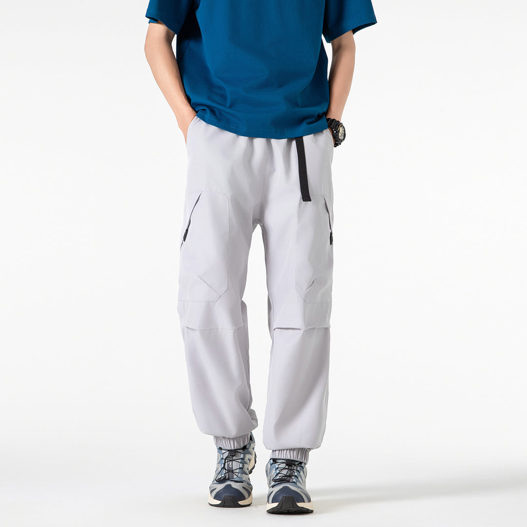 Herren Utility-Jogger-Cargohose mit elastischem Tunnelzugbund, großen Klappentaschen und gerippten Bündchen Drune