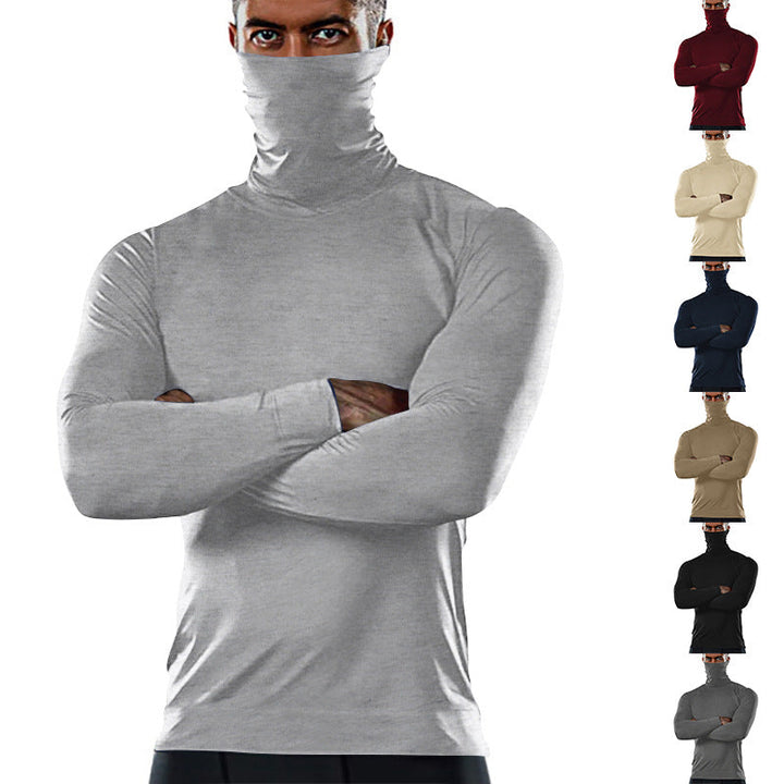 Herren funktionales Langarmshirt mit hohem Kragen und feuchtigkeitsregulierendem Material Drune