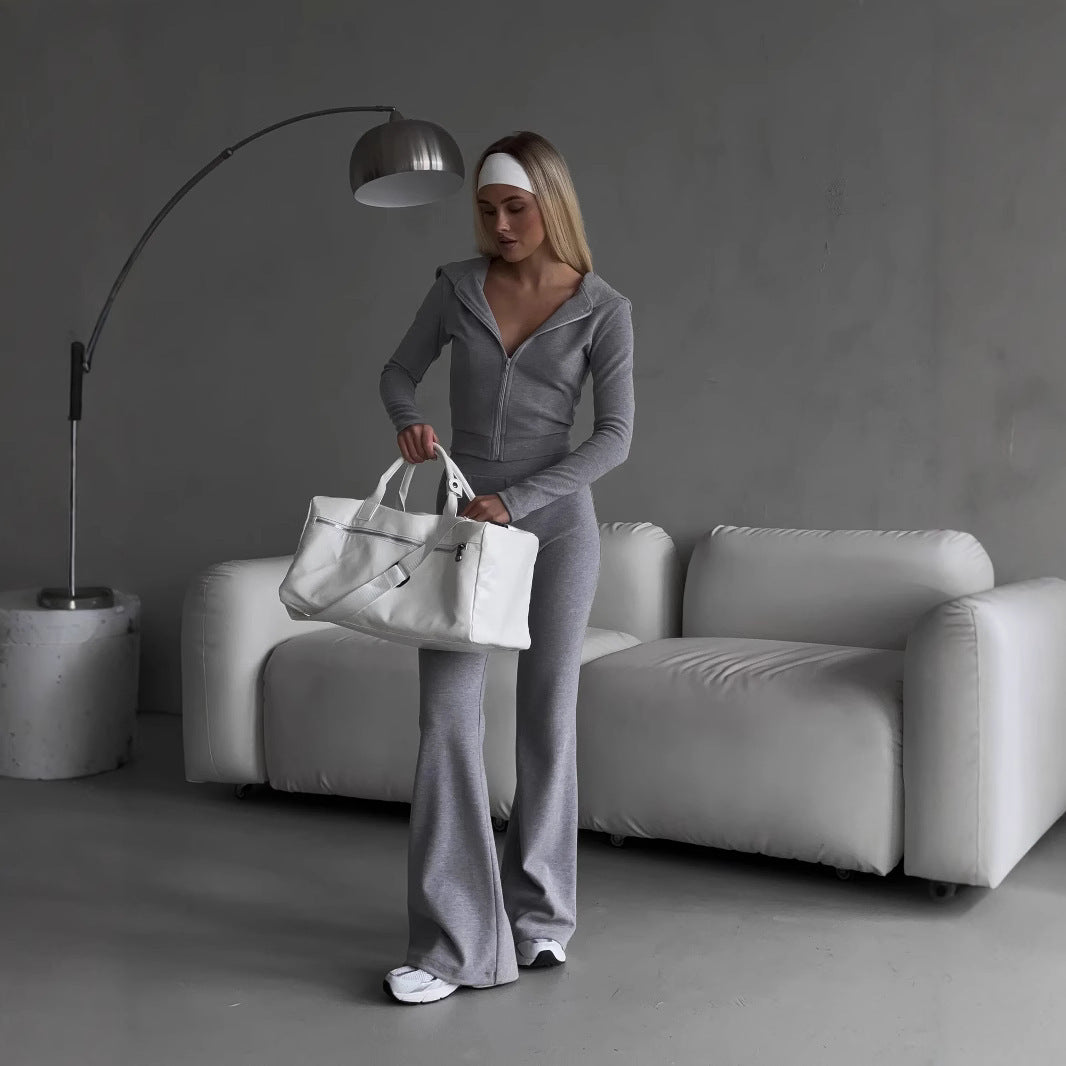 Damen Sportliches Zip-Set mit figurbetontem Schnitt Drune