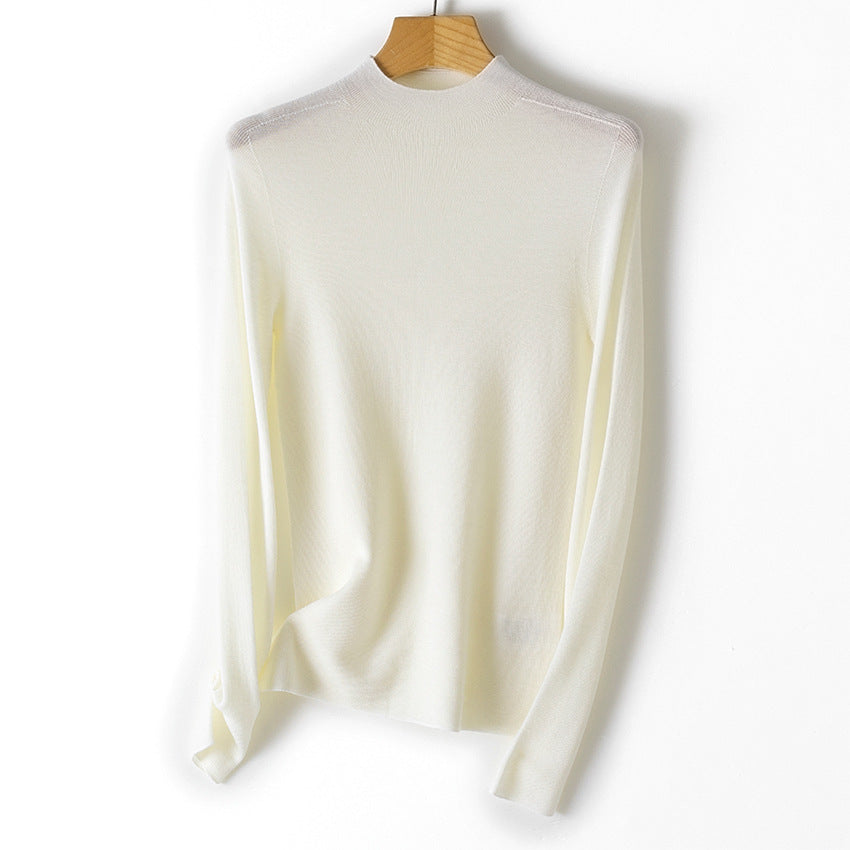 Damen Feiner Stretch-Feinstrickpullover mit halbem Stehkragen und schlanker Silhouette Drune