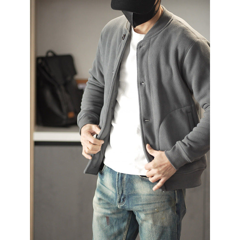 Herren Bequeme Fleecejacke mit Knöpfen Drune