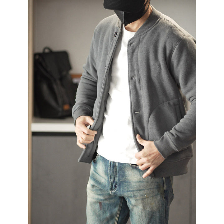 Herren Bequeme Fleecejacke mit Knöpfen Drune