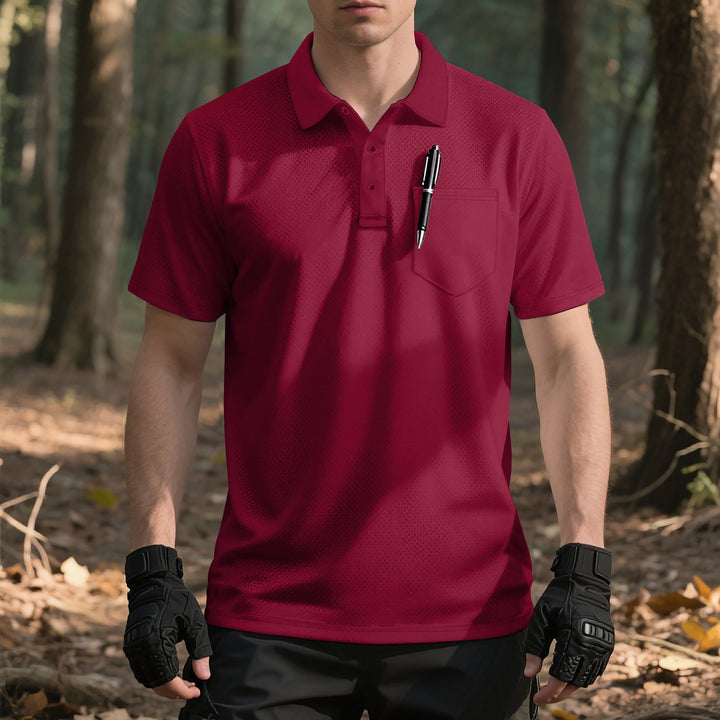 Herren nan funktionelles Kurzarm-Poloshirt mit Brusttasche, eingearbeiteter Stiftlasche und mikroperforierter Belüftung Drune