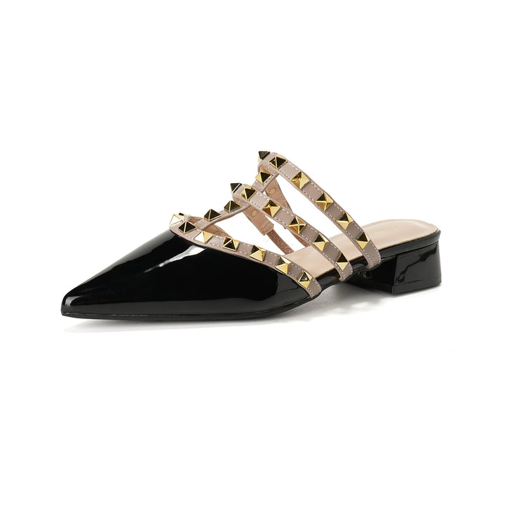 Damen elegante Slingback-Pantoletten mit strassverziertem Riemen und komfortablem Blockabsatz Drune