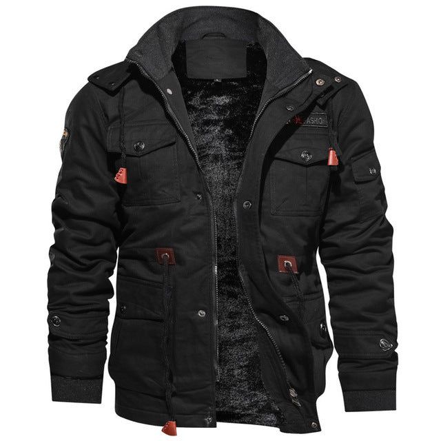 Herren urbaner Thermo-Canvasparka mit durchgehendem Plüschfutter und Utility‑Taschen Drune