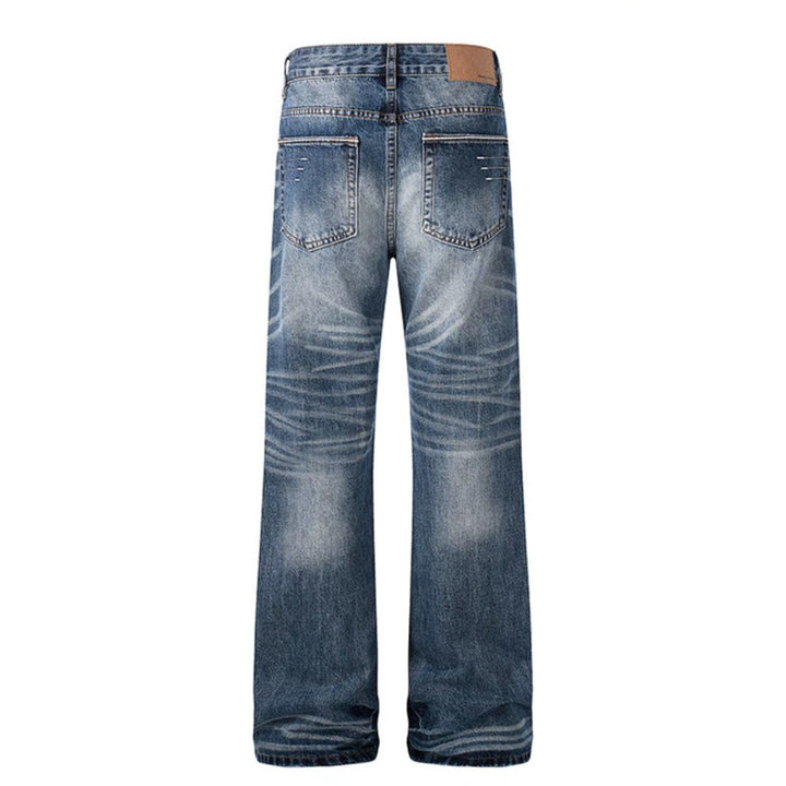 Damen High‑Waist-Jeans im Palazzo‑Schnitt mit Used‑Effekt und Fal­tenoptik Drune