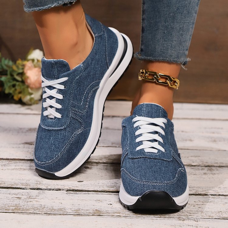 Damen  sportlich-elegante Textile Sneaker mit dämpfender EVA-Sohle und gepolsterter Innensohle Drune