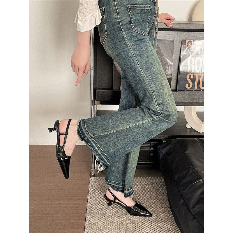 Damen Spitz zulaufende Lack-Pumps mit Slingback, schlanker Silhouette und gepolstertem Komfortfußbett Drune