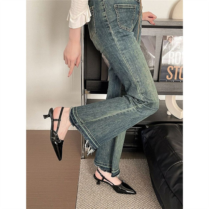 Damen Spitz zulaufende Lack-Pumps mit Slingback, schlanker Silhouette und gepolstertem Komfortfußbett Drune