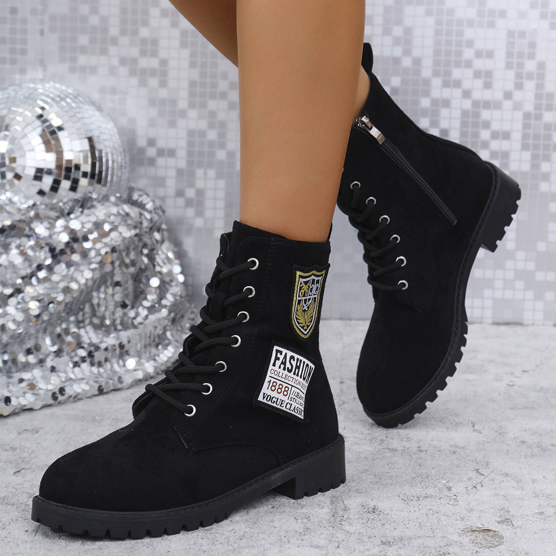 Damen Schnürstiefeletten mit modischem Patch-Design Drune