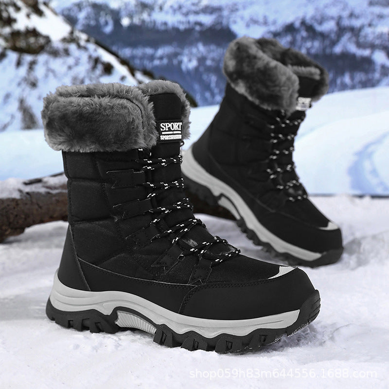 Damen Wasserdichte gefütterte Thermo-Wanderschuhe mit Kunstfellkragen Drune