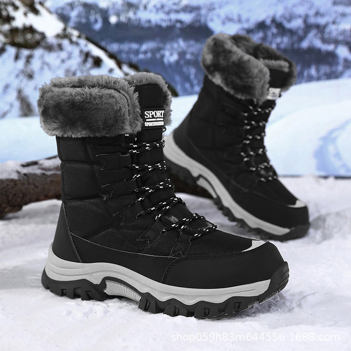 Damen Wasserdichte gefütterte Thermo-Wanderschuhe mit Kunstfellkragen Drune
