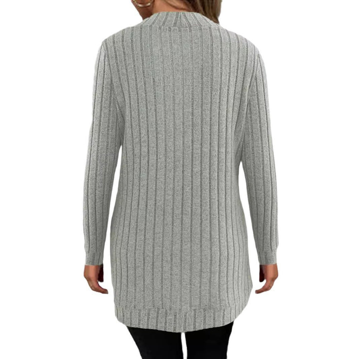 Damen Langer Offener Rippstrick-Cardigan mit abgerundetem Saum Drune