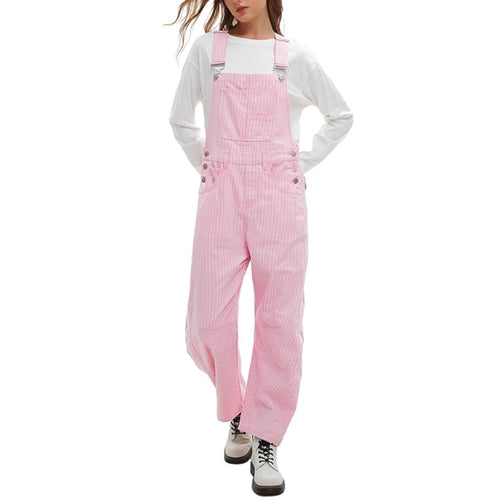 Damen nan weite Latzhose mit verstellbaren Trägern, großer Latztasche und seitlichen Druckknöpfen Drune