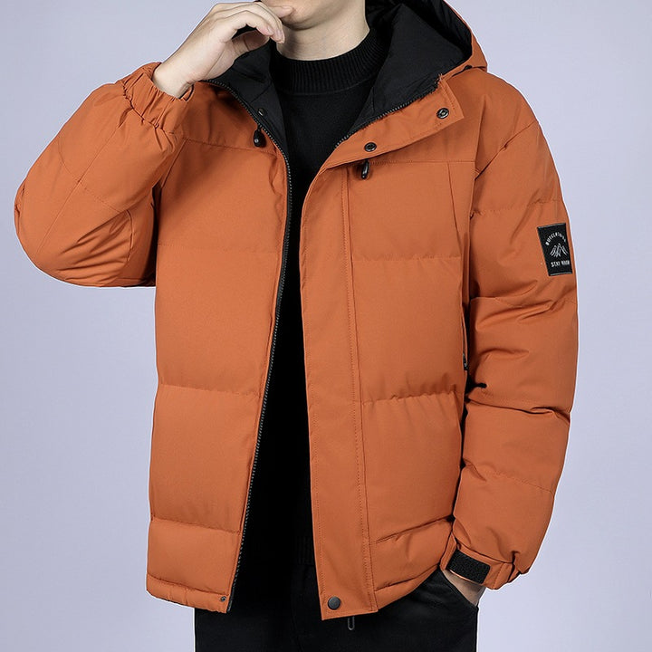 Herren Kurz geschnittene gesteppte Winterjacke mit Kapuze, winddichter Membran & verstellbaren Manschetten Drune