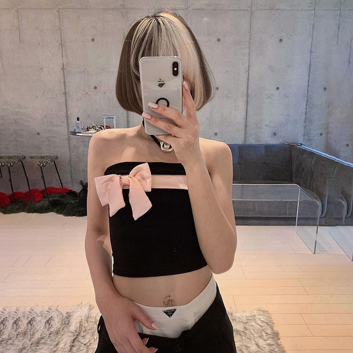 Damen bandeau Oberteil mit elegantem Schleifenakzent Drune