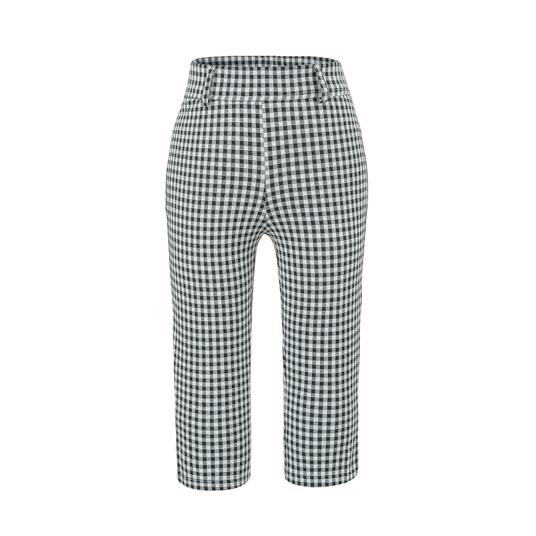 Damen Hochtaillierte Slim-Fit Hose mit Vichy-Karo und elastischem Bund Drune