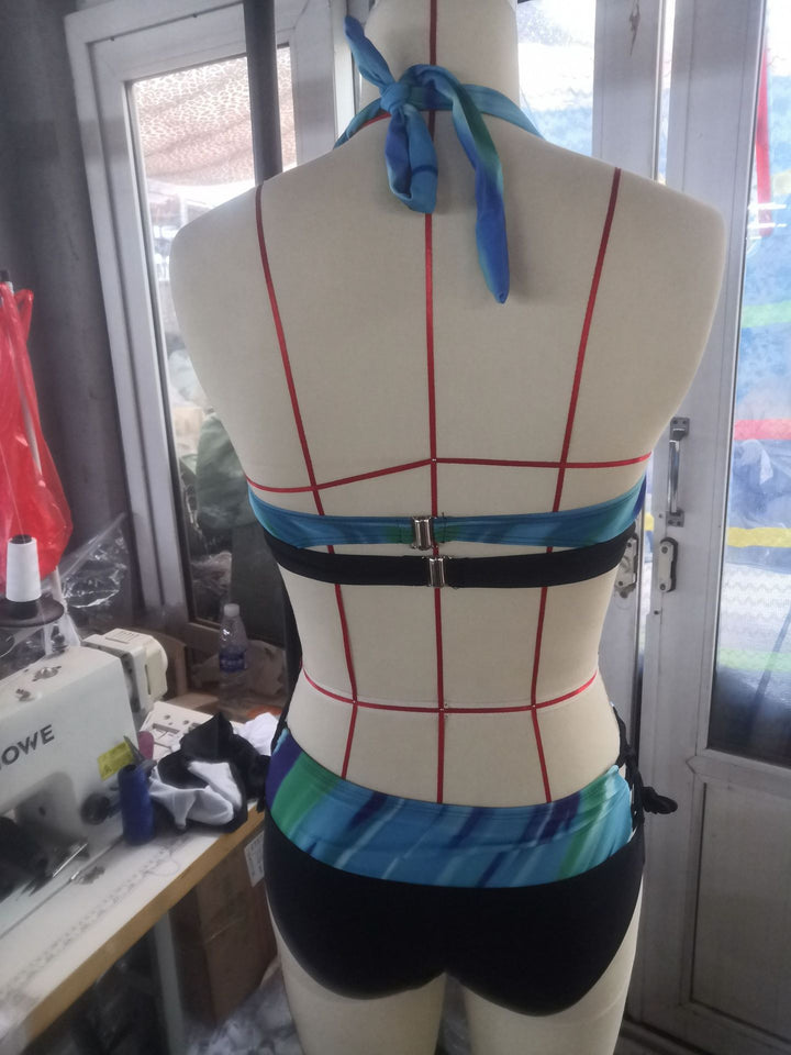 Damen Sportliches Bikini-Set mit verstellbaren Trägern und modischem Farbdesign Drune