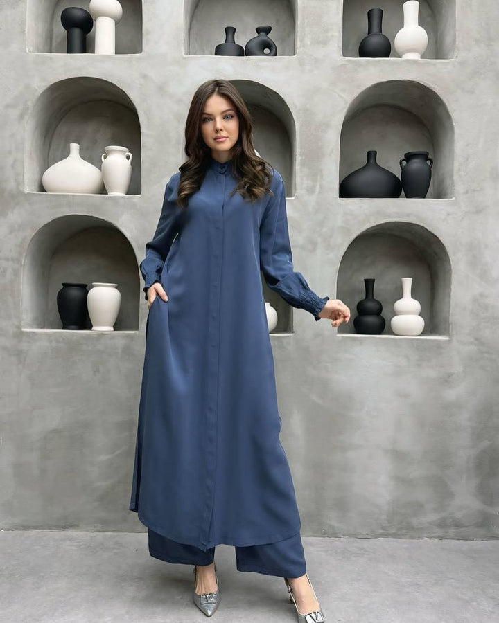 Damen Elegantes Hemdkleid mit verspieltem Saum Drune
