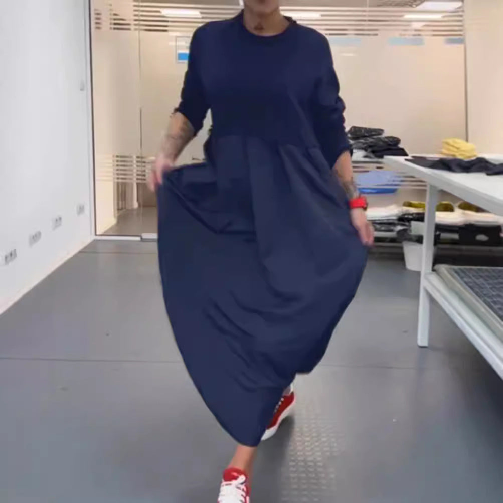 Damen nan Oversize-Maxikleid mit tiefer Passe und seitlichen Eingrifftaschen Drune