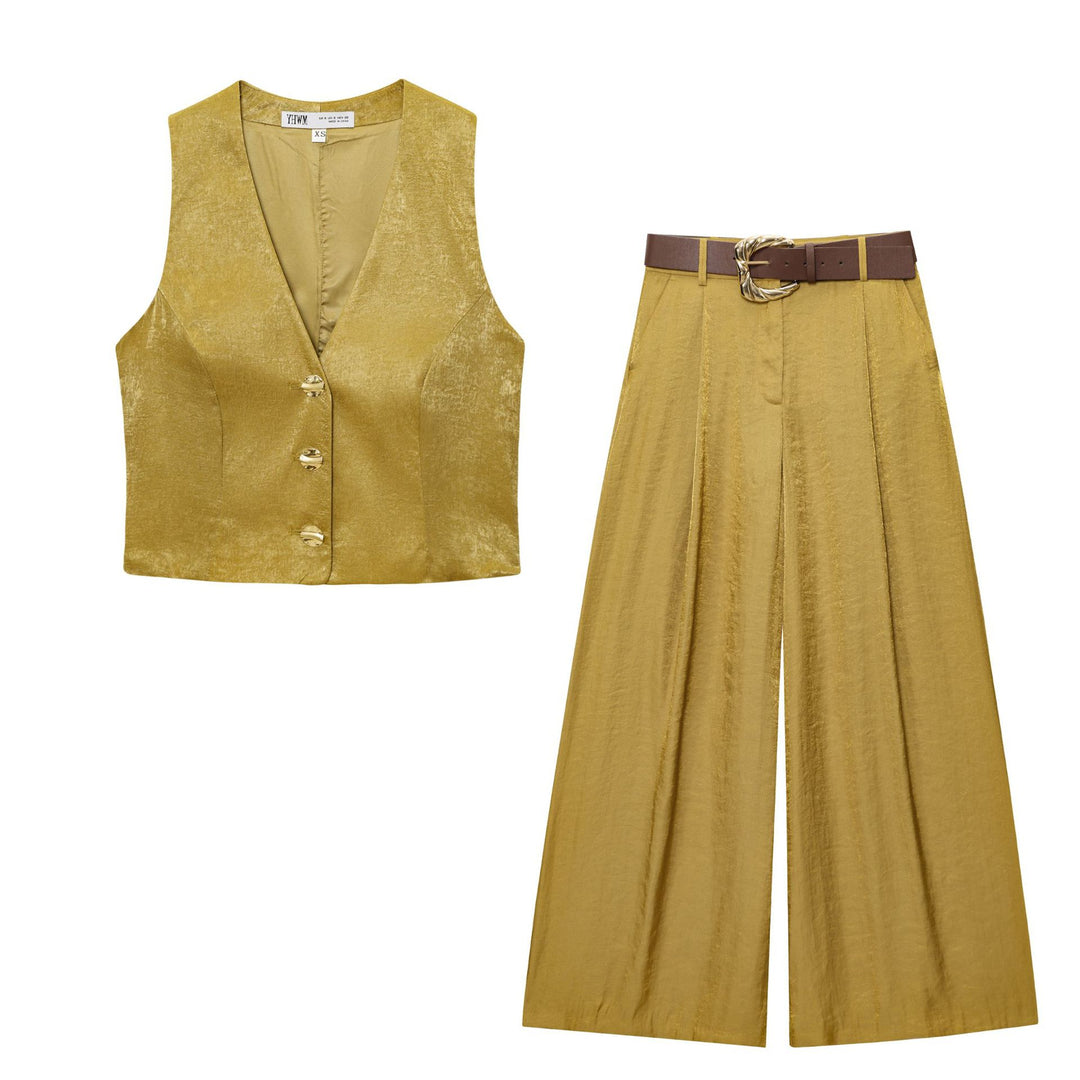 Damen 50+ weite High‑Waist Midirock mit zentralem Schlitz und dekorativem Gürtel Drune