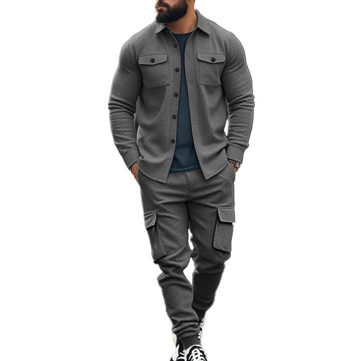 Herren nan athletisches Hemdjacke-Overshirt mit aufgesetzten Brustklappen und durchgehender Knopfleiste Drune