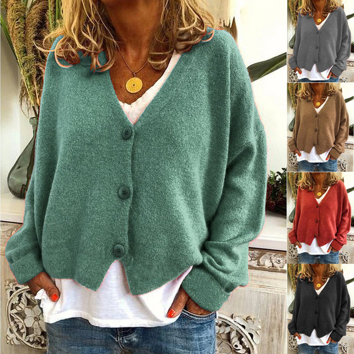 Damen kuschelige Strickjacke mit Knöpfen und modernem Schnitt Drune