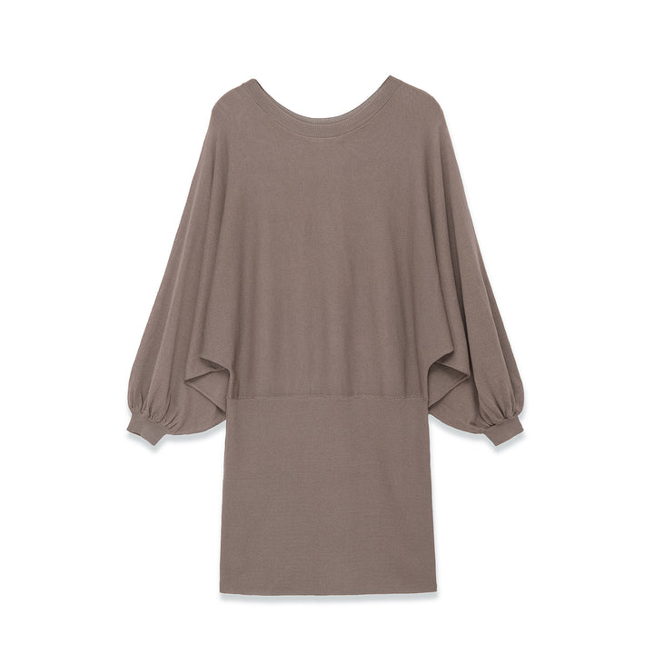 Damen Midikleid mit weitem Poncho-Oberteil und Ballonärmeln Drune