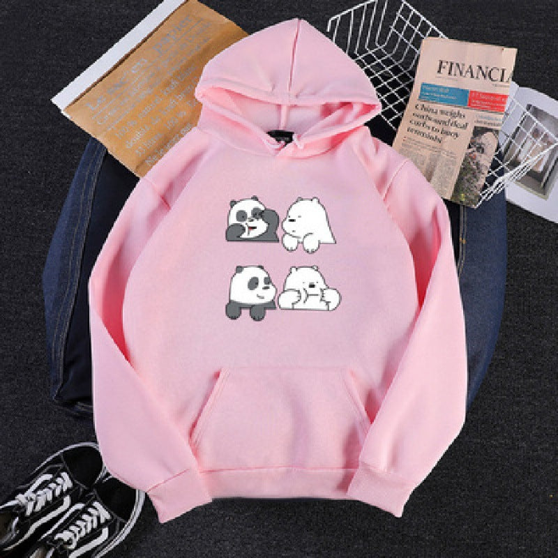 Unisex nan Kapuzenpullover mit niedlichem Comic-Tierprint, Kängurutasche und weichem Fleece-Innenfutter Drune