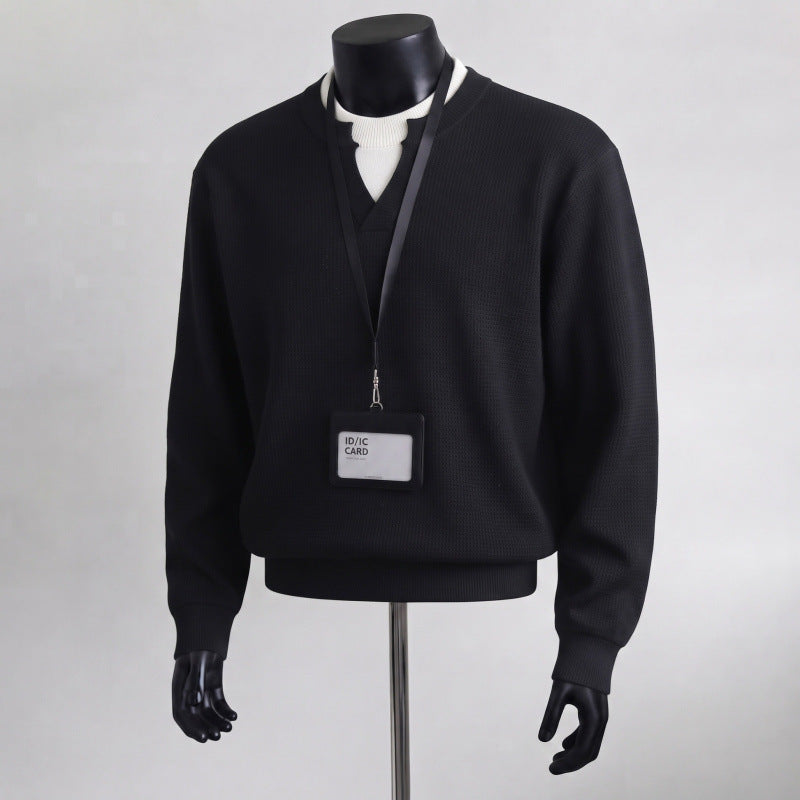 Herren Bequemer Strickpullover mit V-Ausschnitt Drune