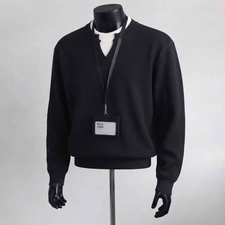 Herren Bequemer Strickpullover mit V-Ausschnitt Drune