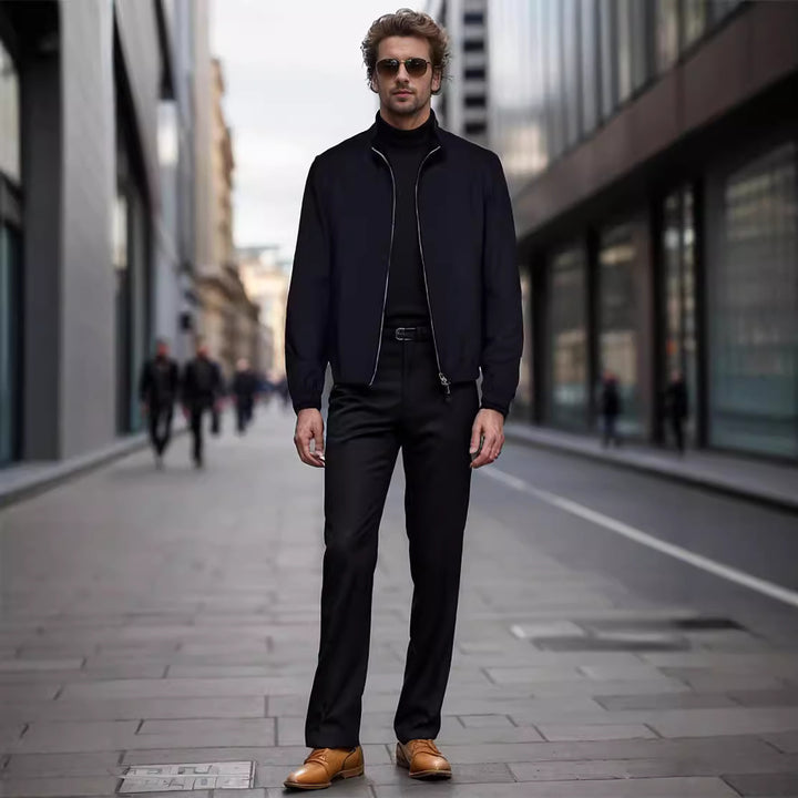 Herren elegante und funktionale Übergangsjacke mit hohem Kragen Drune