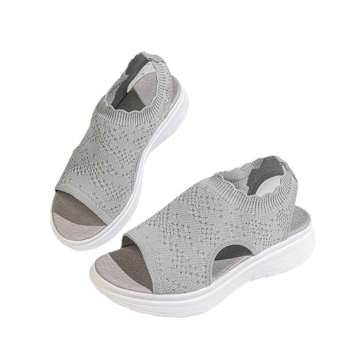 Damen Bequeme Plateau-Sandalen mit elastischem Obermaterial und atmungsaktiver Sohle Drune
