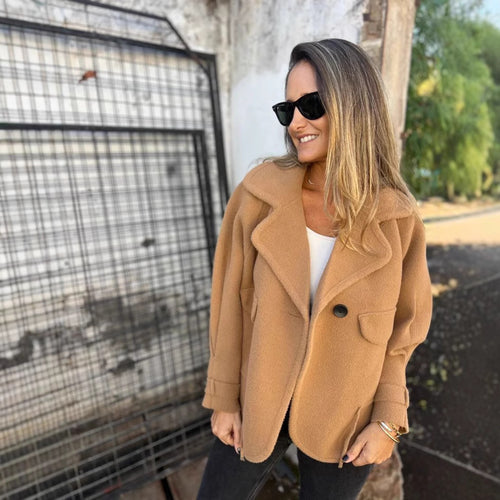 Damen Oversized Nachtjacke aus weichem Wollmix mit praktischen Taschen Drune